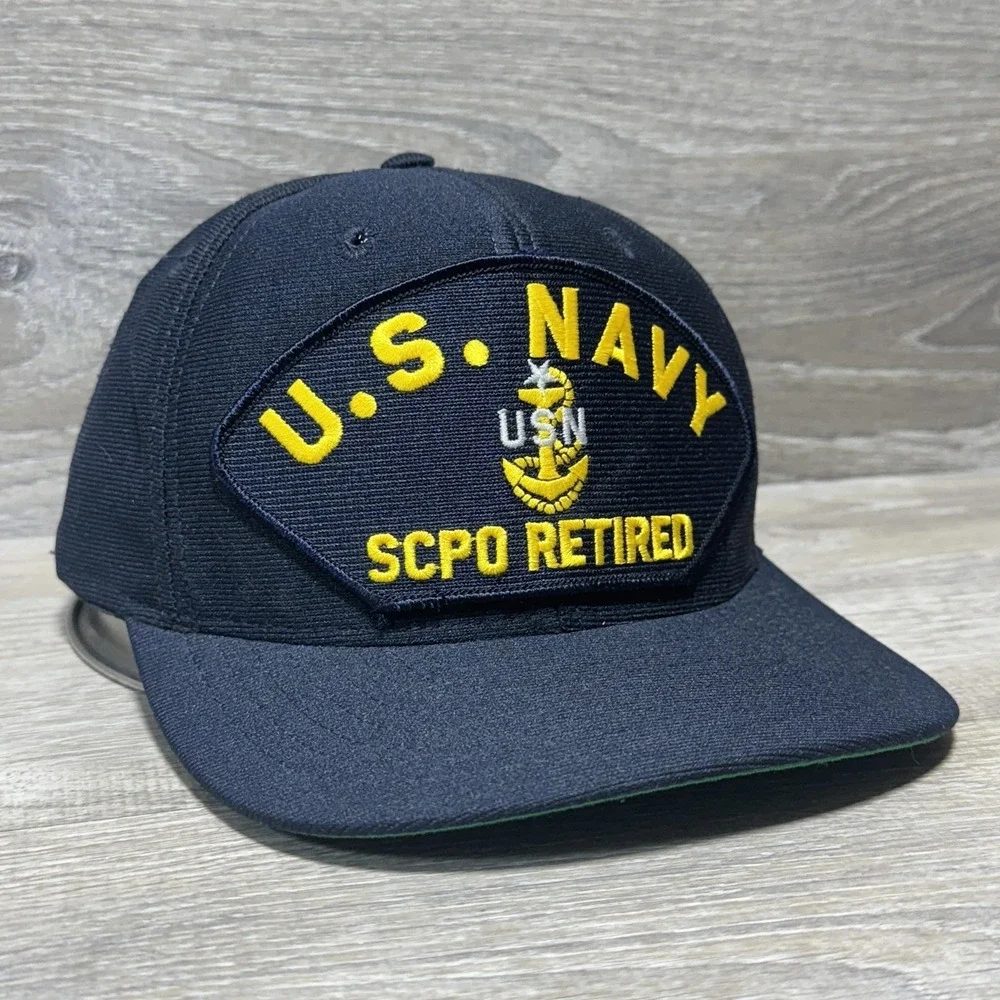 U.S. Navy Hat Cap Snap Back One‎ Size Black SCPO Retired Eagle Crest Patch Mens